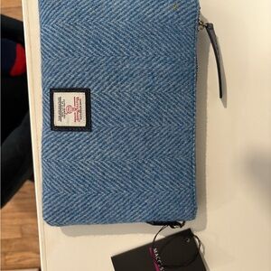 Blue Harris Tweed Herringbone Clutch